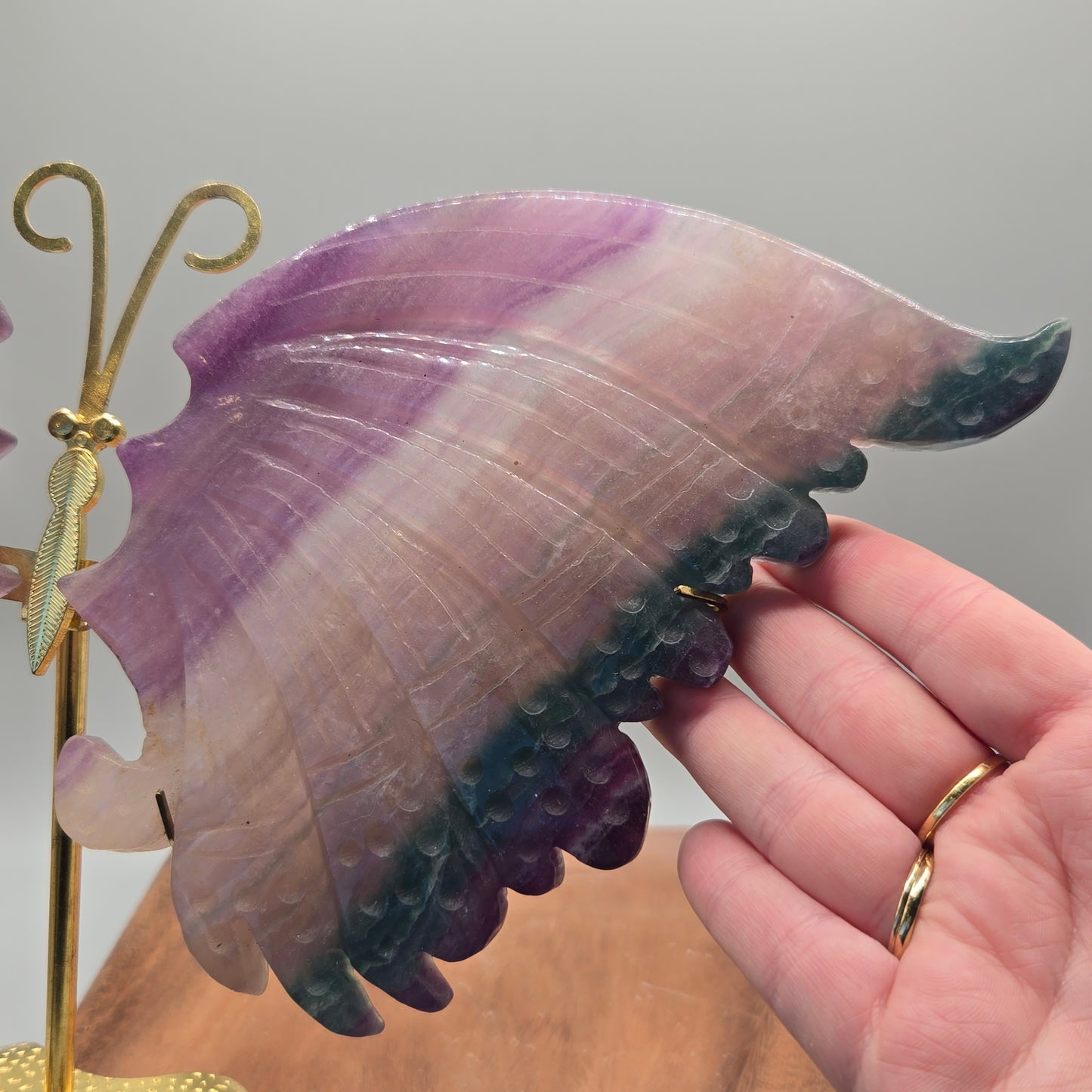 Fluorite Wings on Stand 155