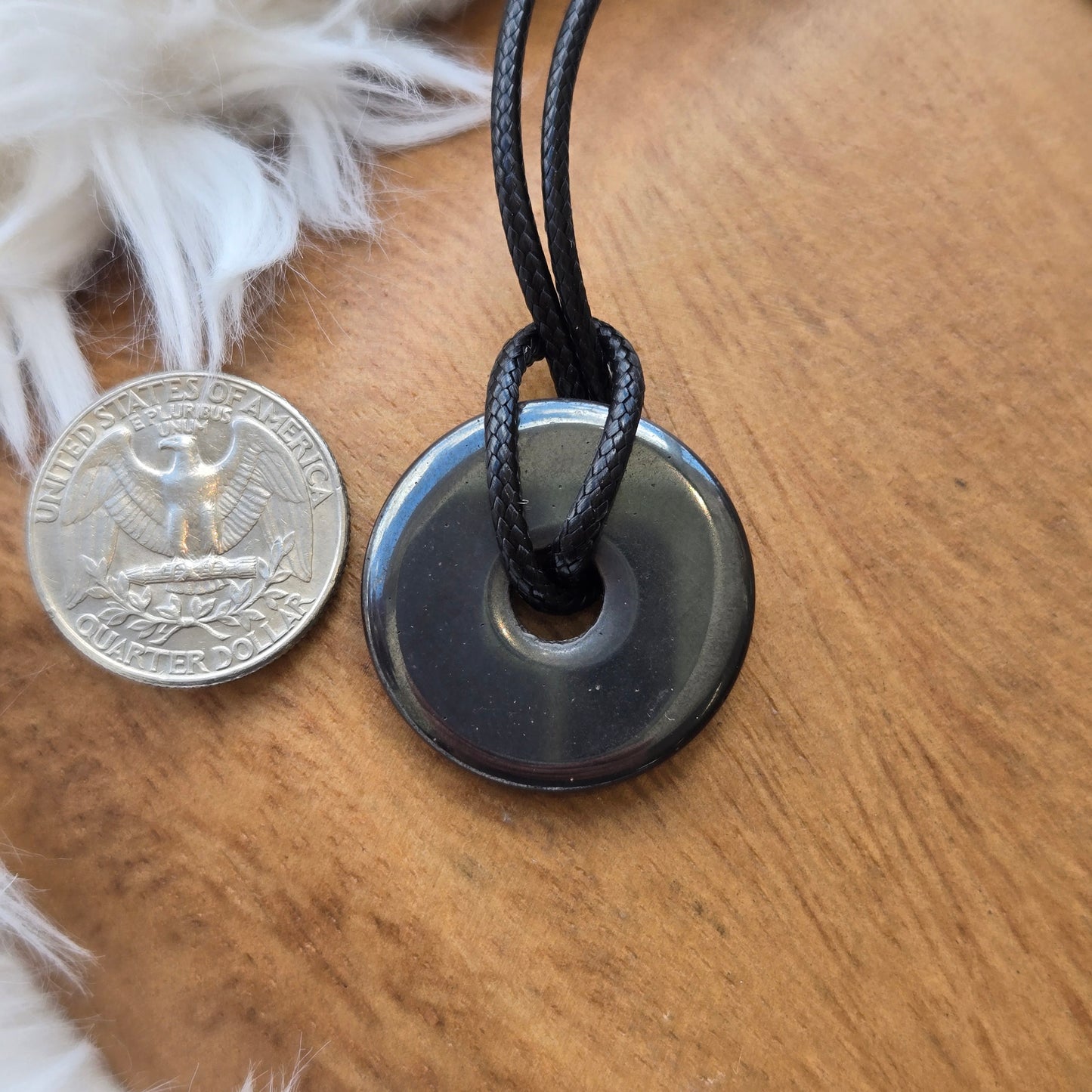 Hematite Disk with Cord 1072