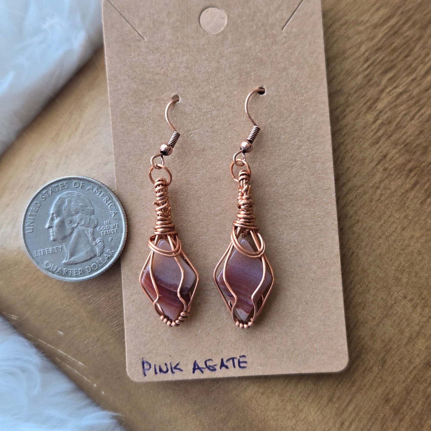Pink Agate Earrings 1173