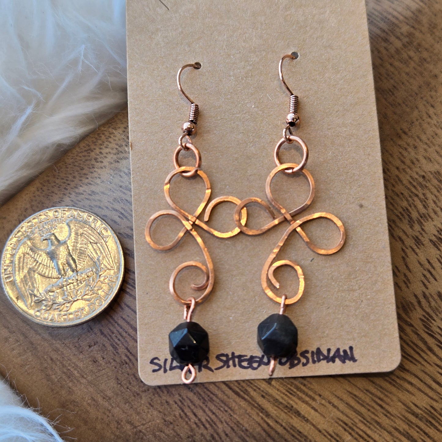 Silver Sheen Obsidian Earrings 1196