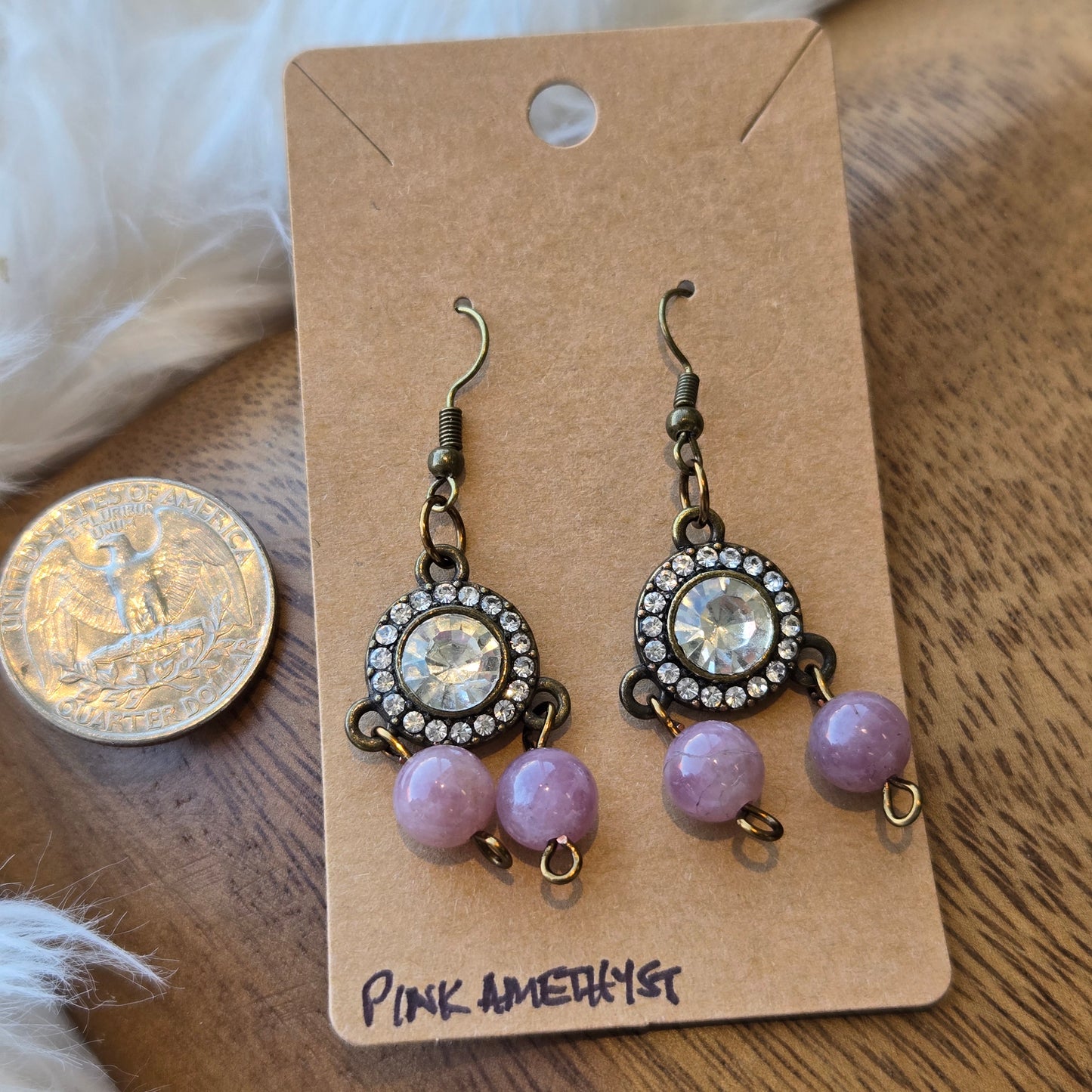 Double Pink Amethyst Earrings 1195