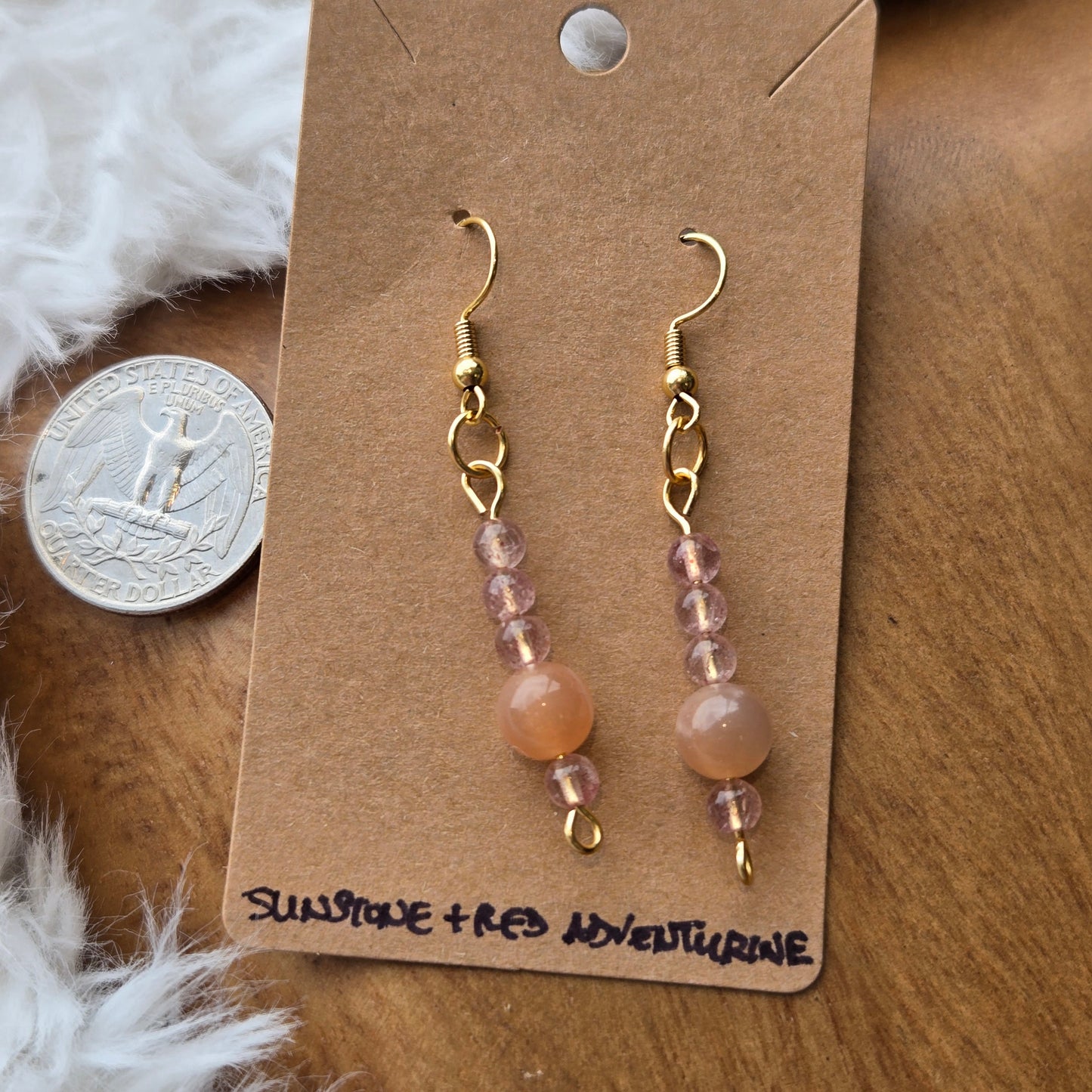 Sunstone & Red Adventurine Earrings 1210
