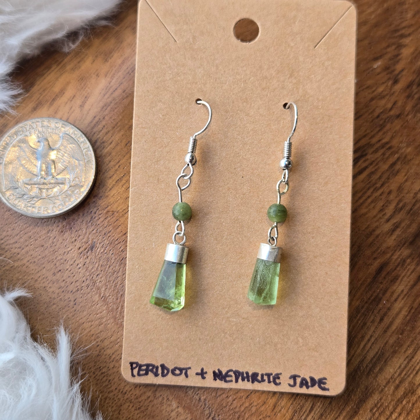 Peridot & Nephrite Jade Earrings 1236