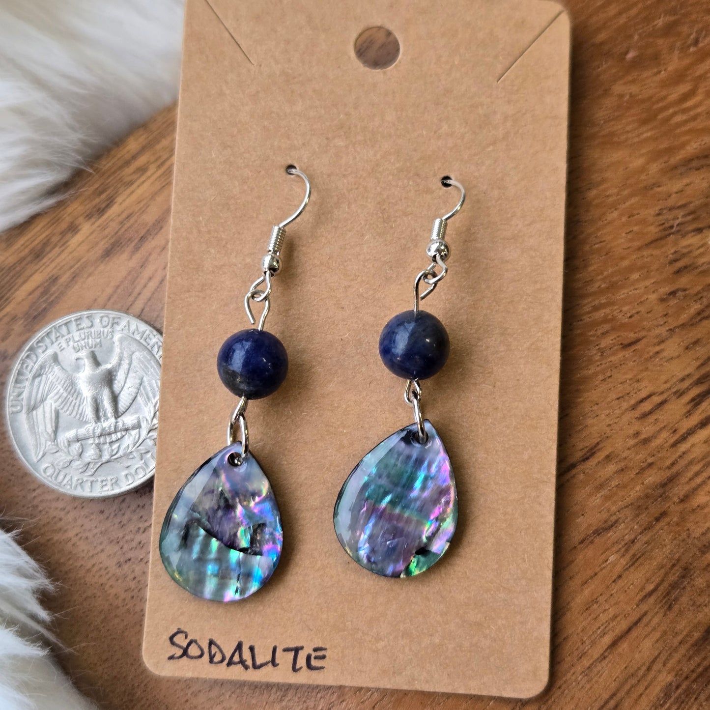 Sodalite with Iridescent Teardrops Earrings 1270