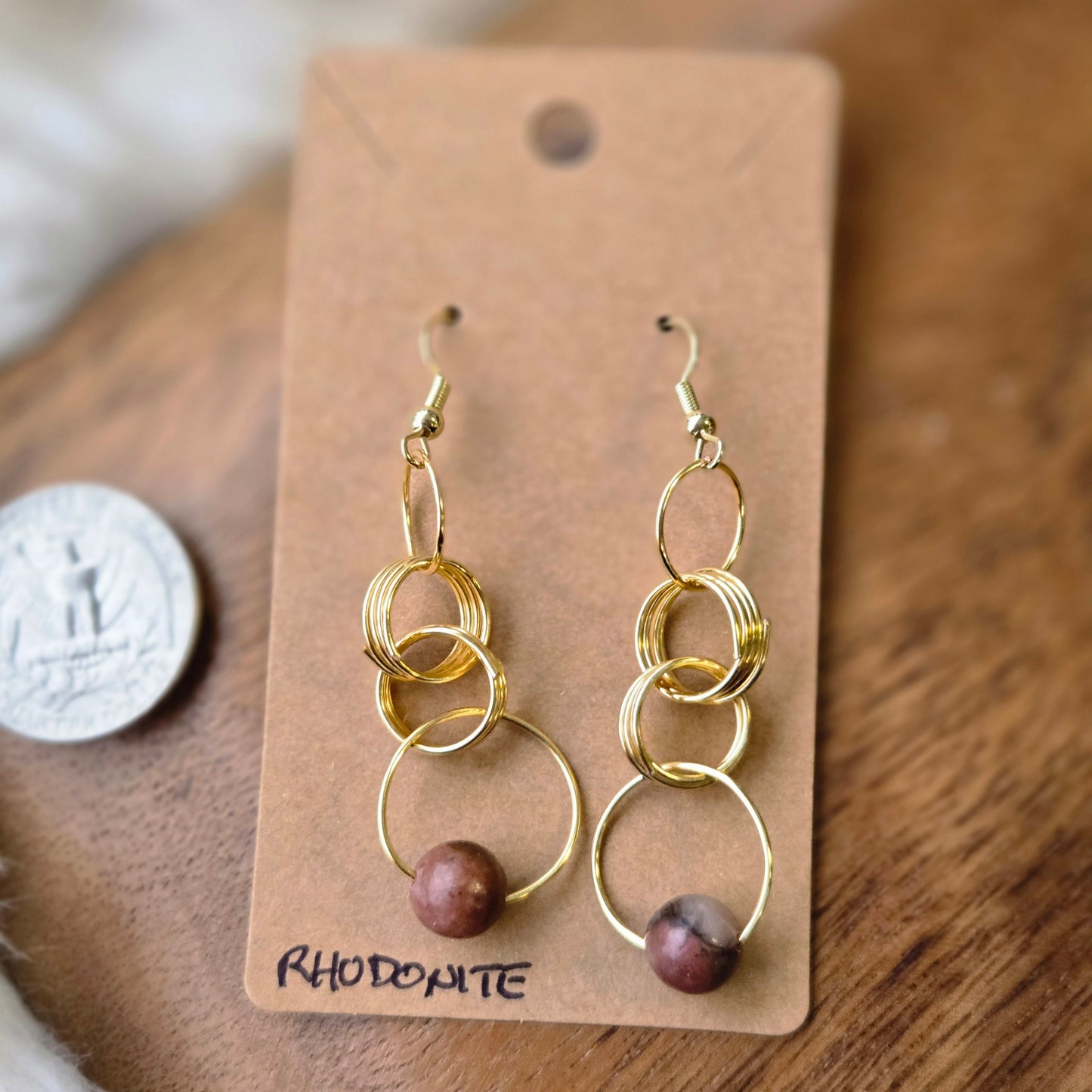 Rhodonite with Rings Earrings 1261