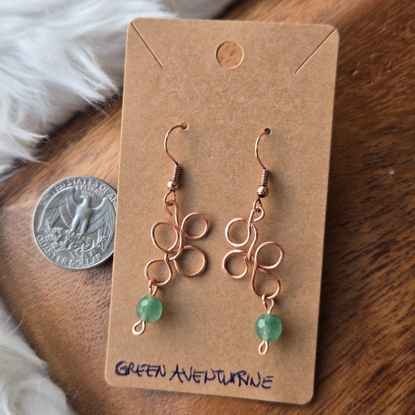 Green Aventurine with Celtic Clover Earrings 1279