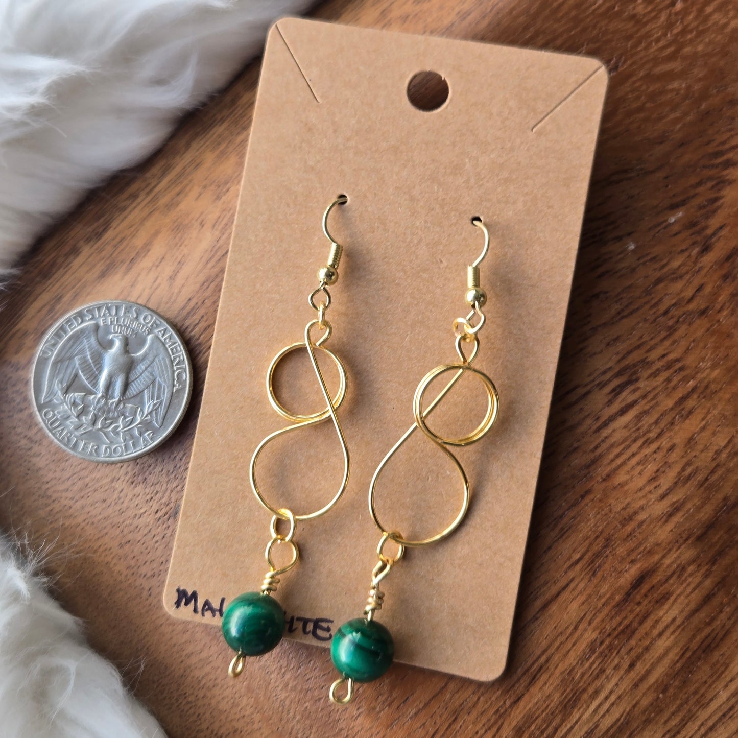 Malachite with Figure Eight Earrings 1278