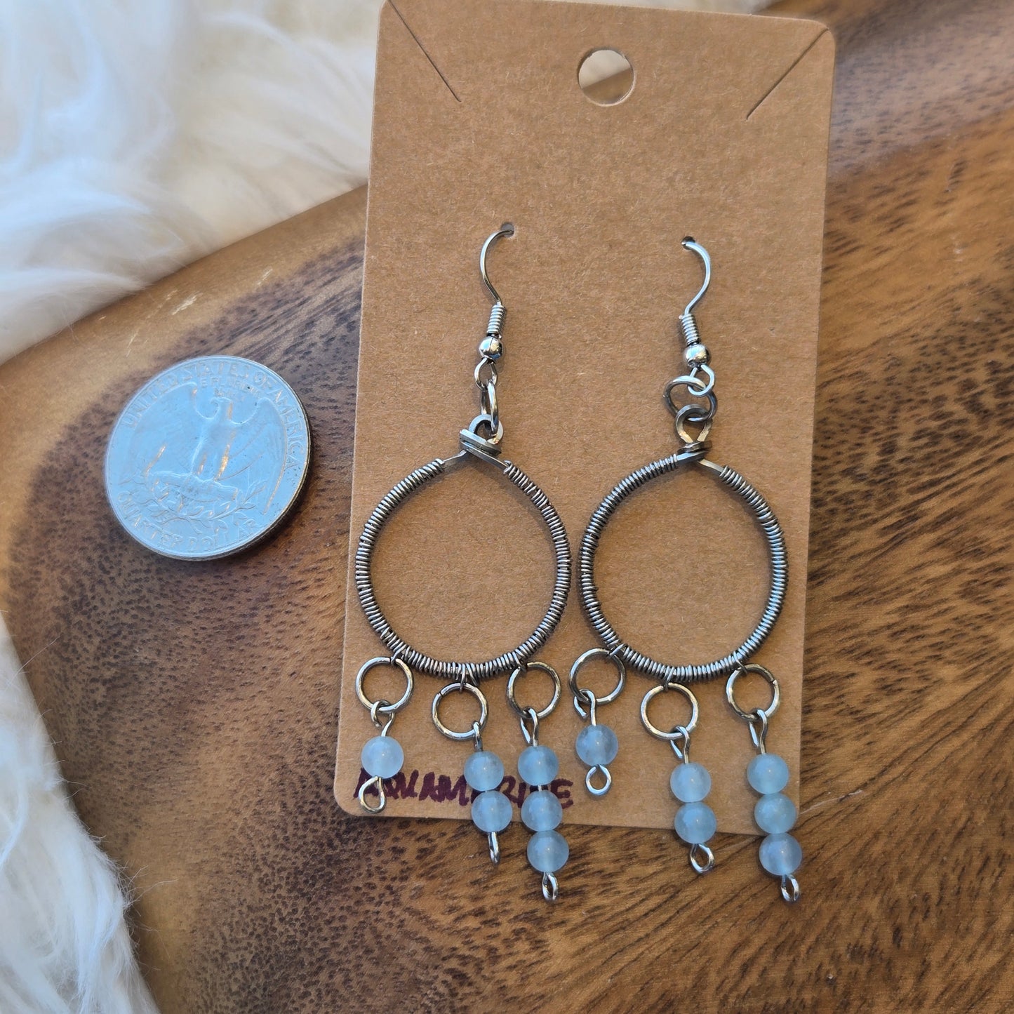 Hoop with Dangling Aquamarine Earrings 1281