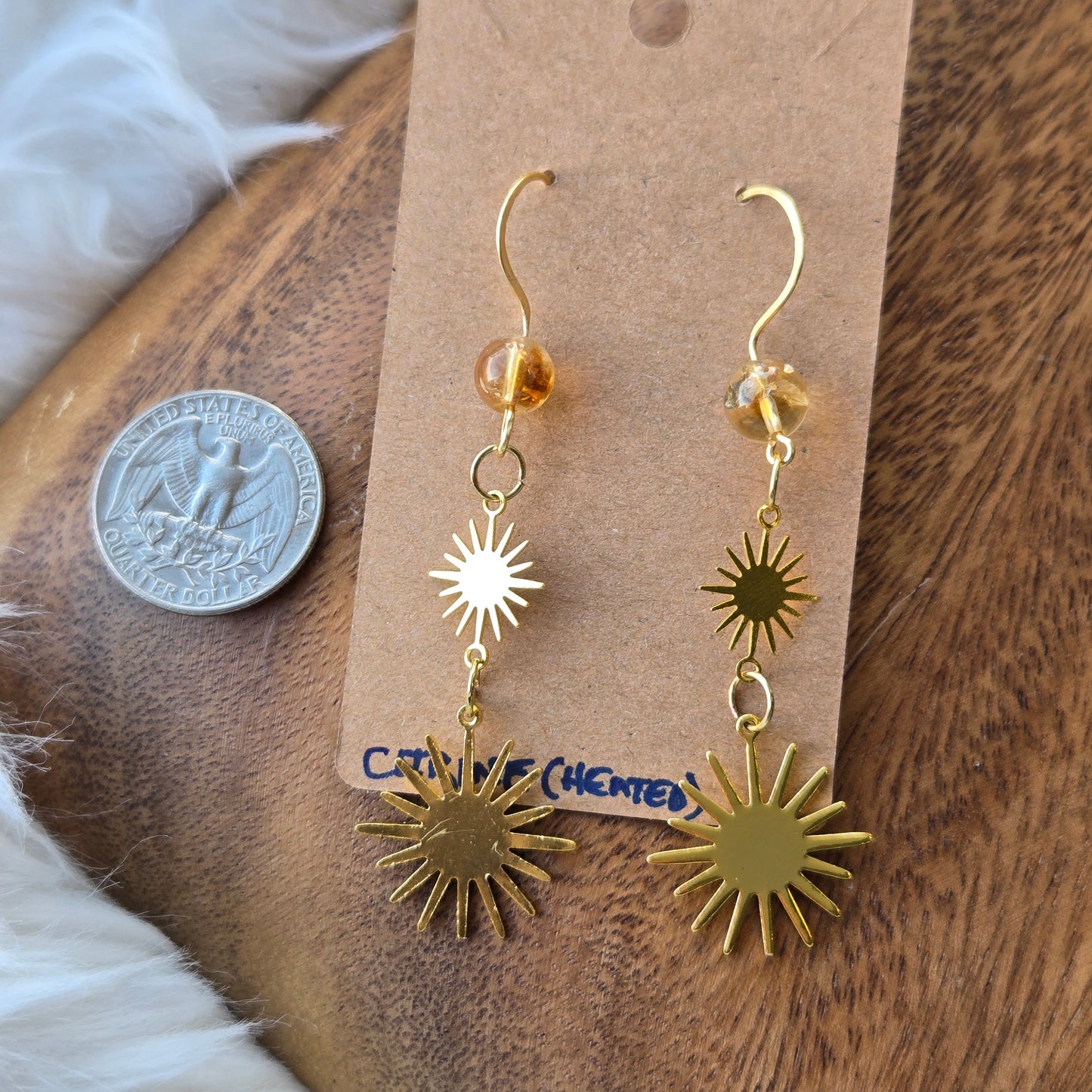 Citrine with Sunbursts Earrings 1296