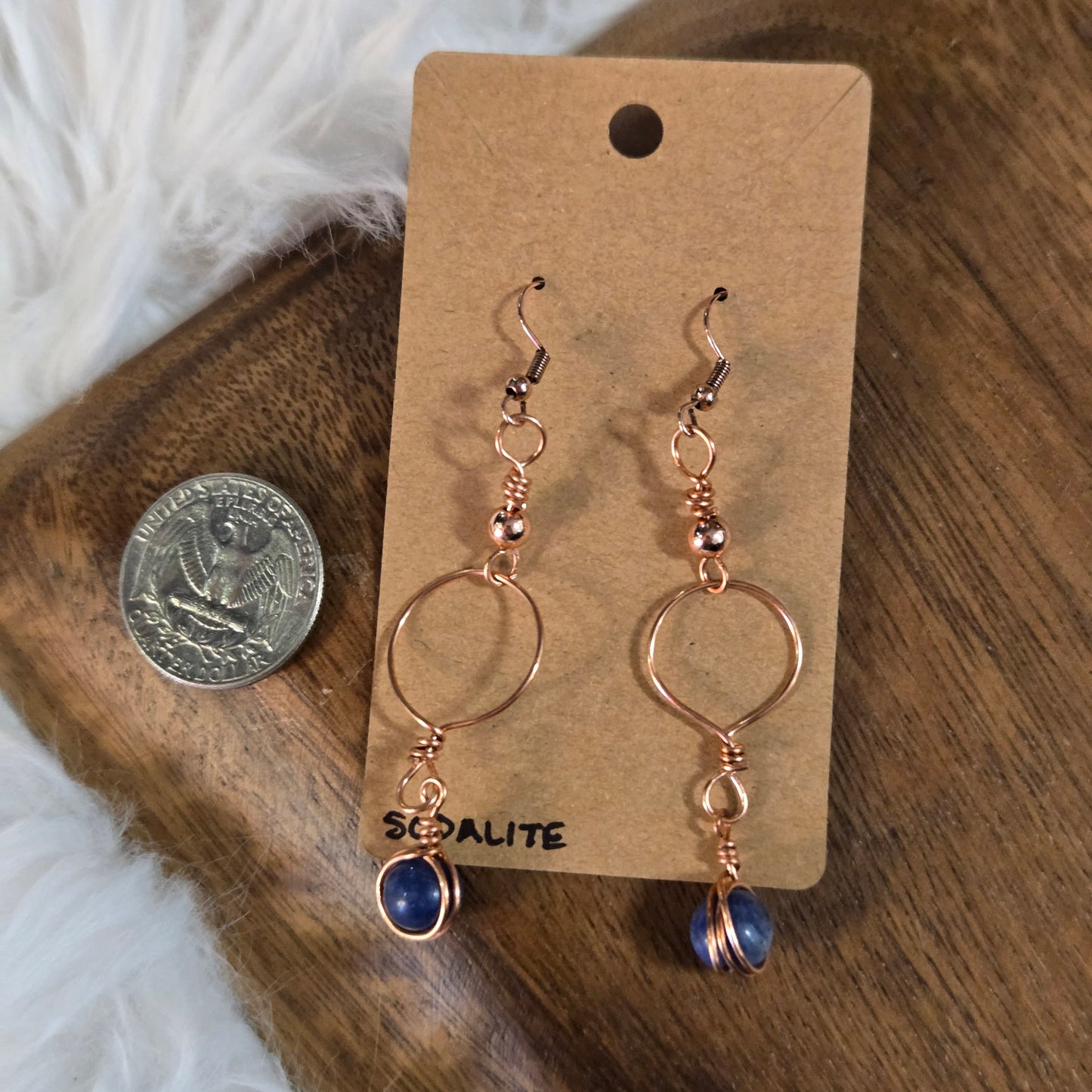 Sodalite Hoop Dangle Earrings 1333