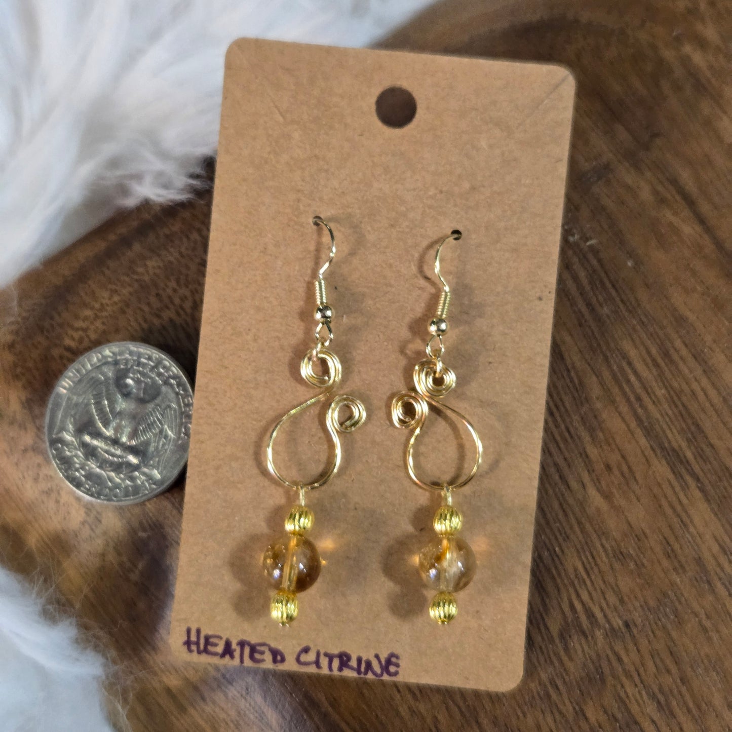 Heated Citrine Lyre Earrings 1331