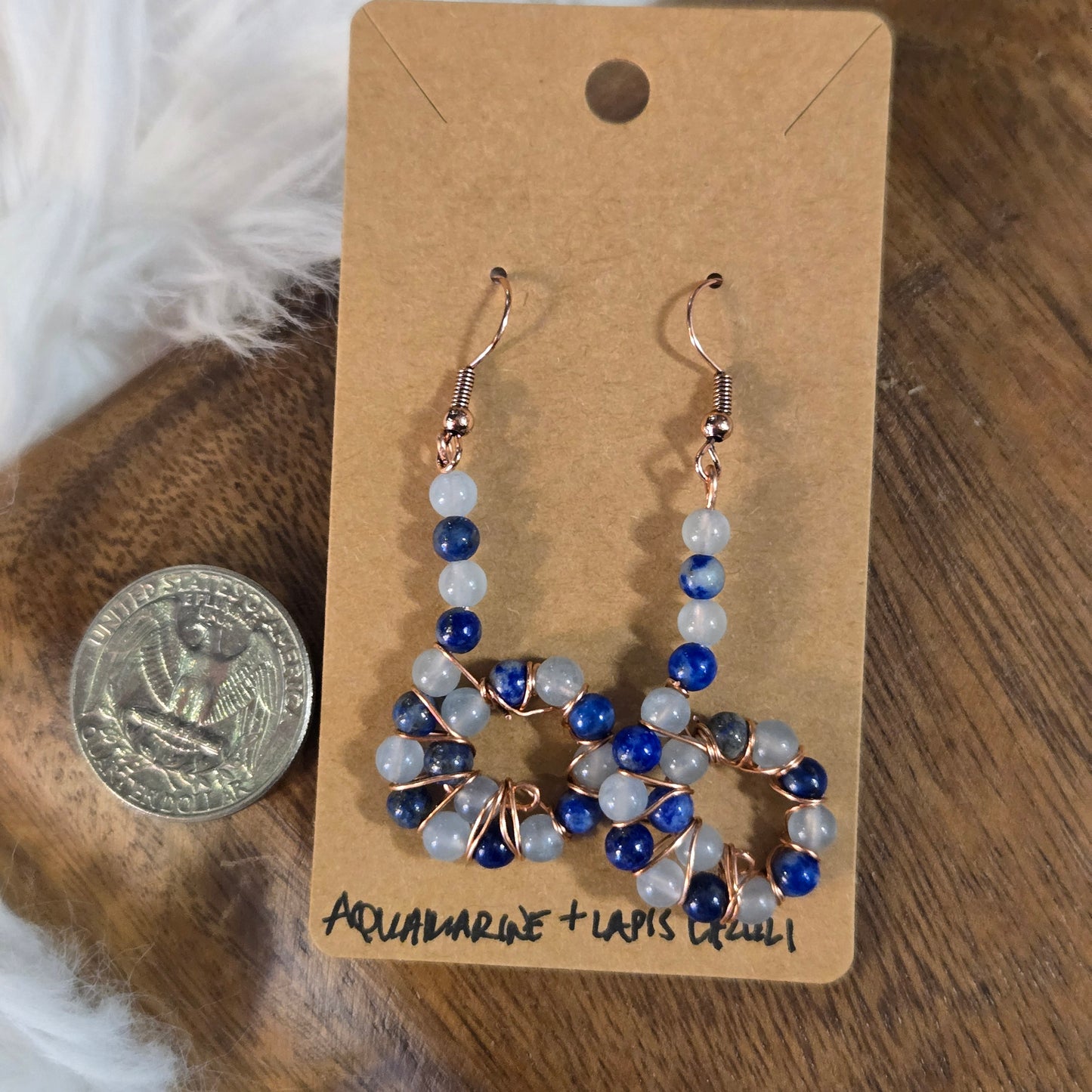 Aquamarine & Lapis Lazuli Roll Earrings 1327
