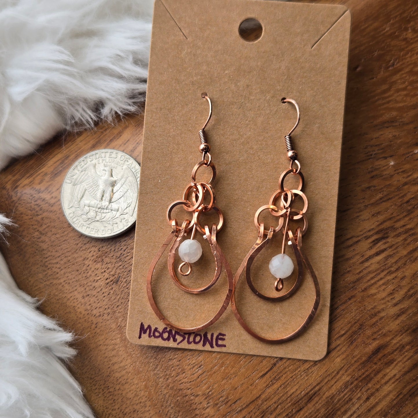 Moonstone Double Hoops Earrings 1337