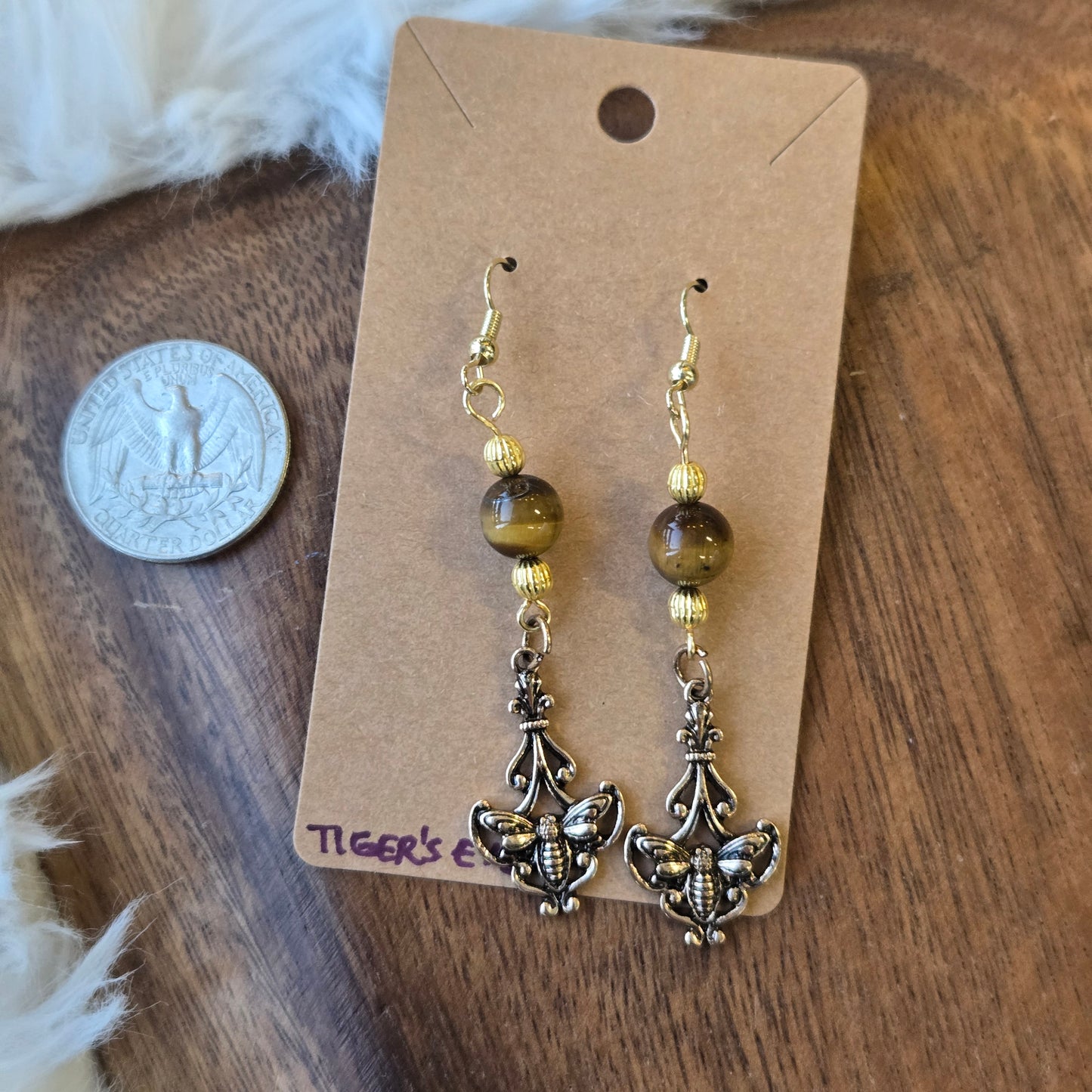Tiger's Eye Bees Earrings 1343