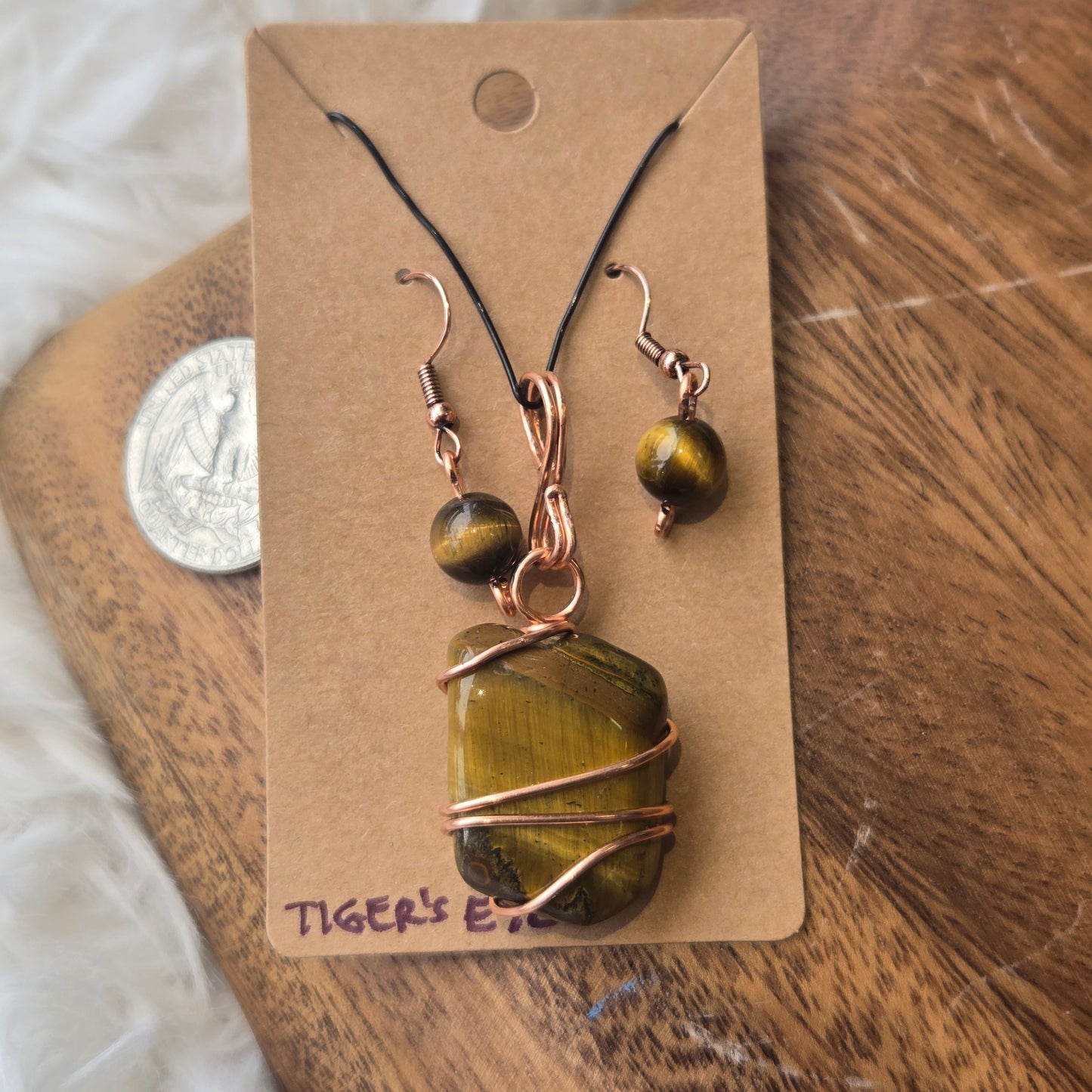 Tiger's Eye Pendant & Earring Set 1359
