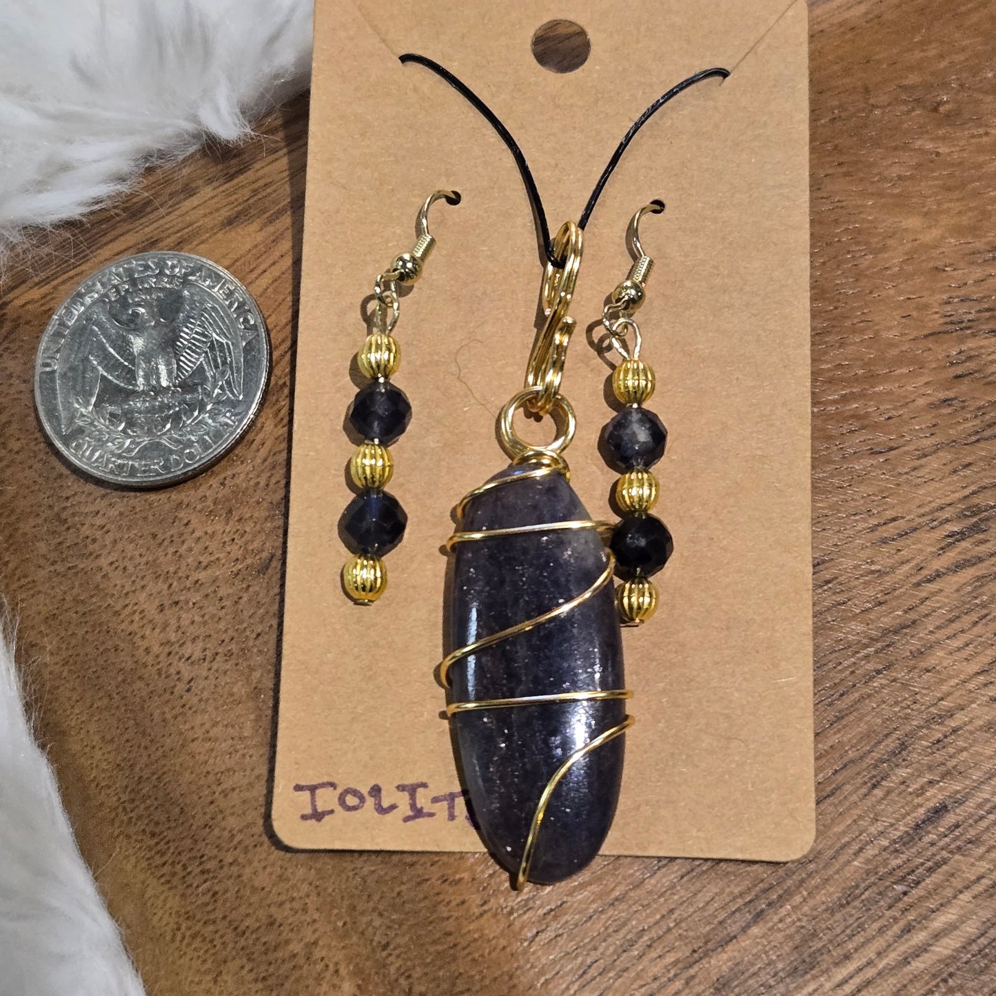 Iolite Pendant & Earring Set 1364