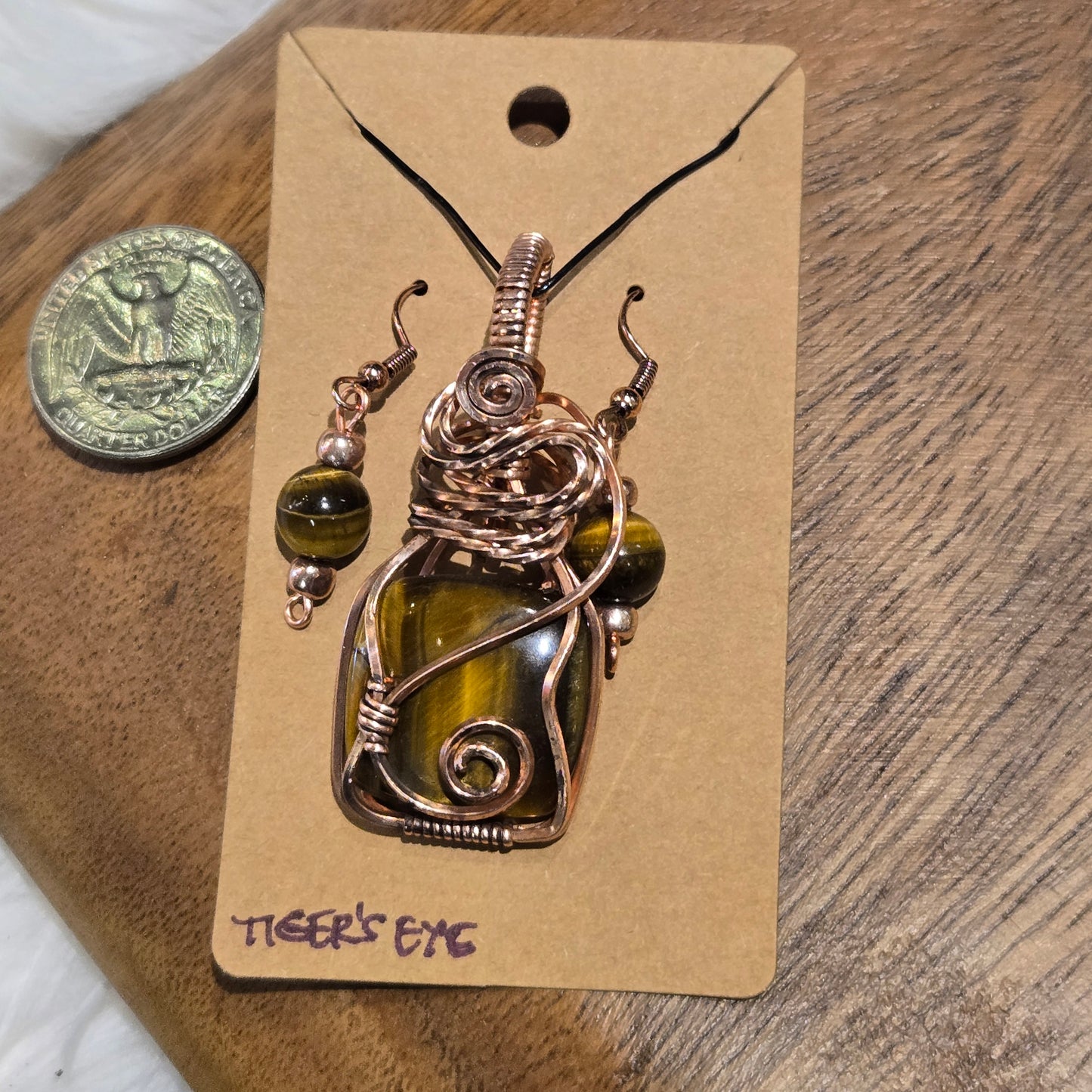 Tiger's Eye Pendant & Earring Set 1390