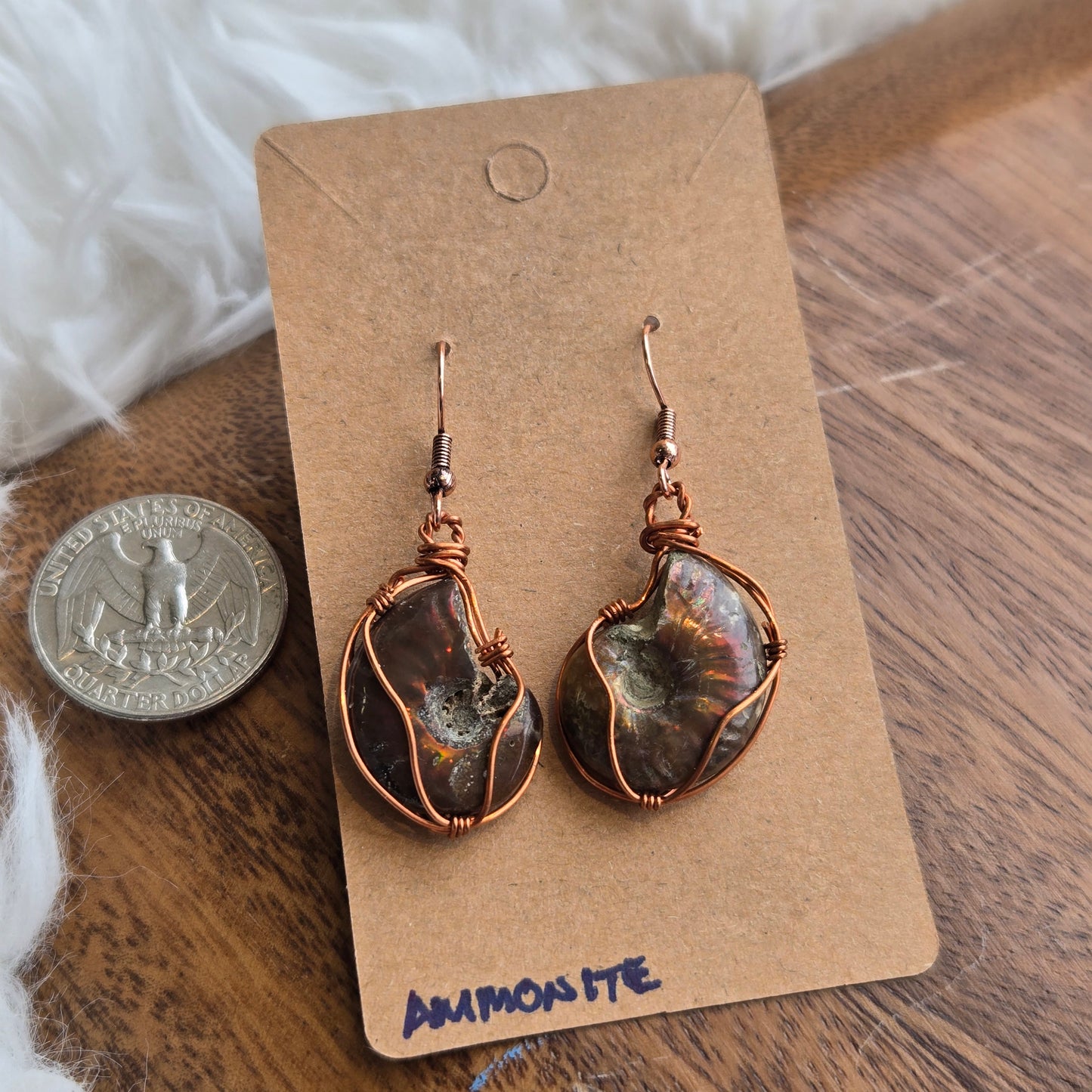 Uncut Ammonite Earrings 1426