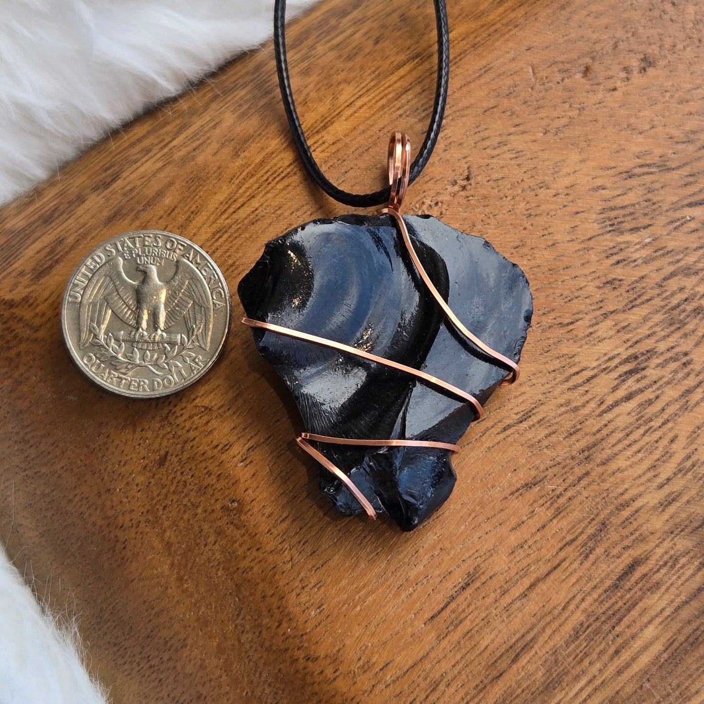 Obsidian Chip Pendant (with cord) 1548
