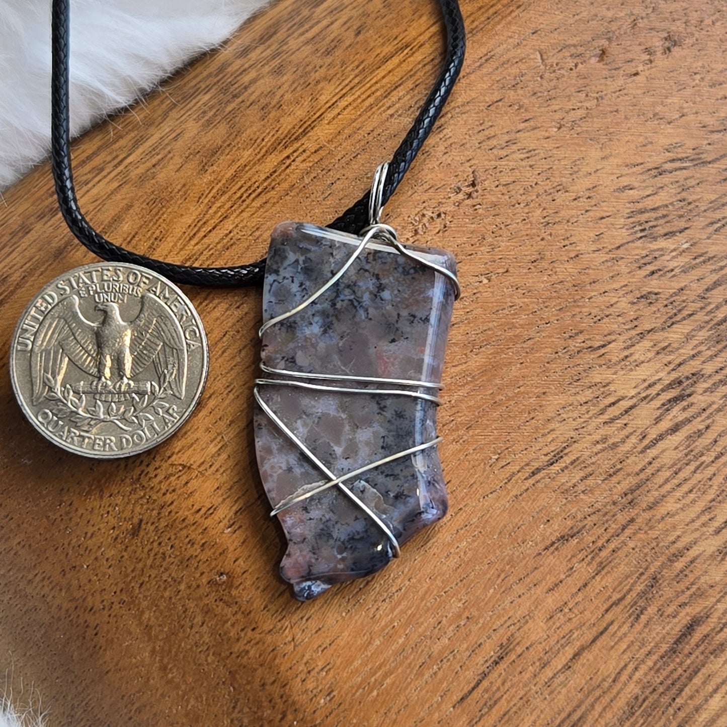 Dendritic Agate Pendant (with cord) 1558
