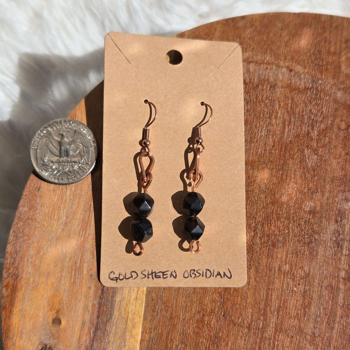 Gold Sheen Obsidian Earrings 1068