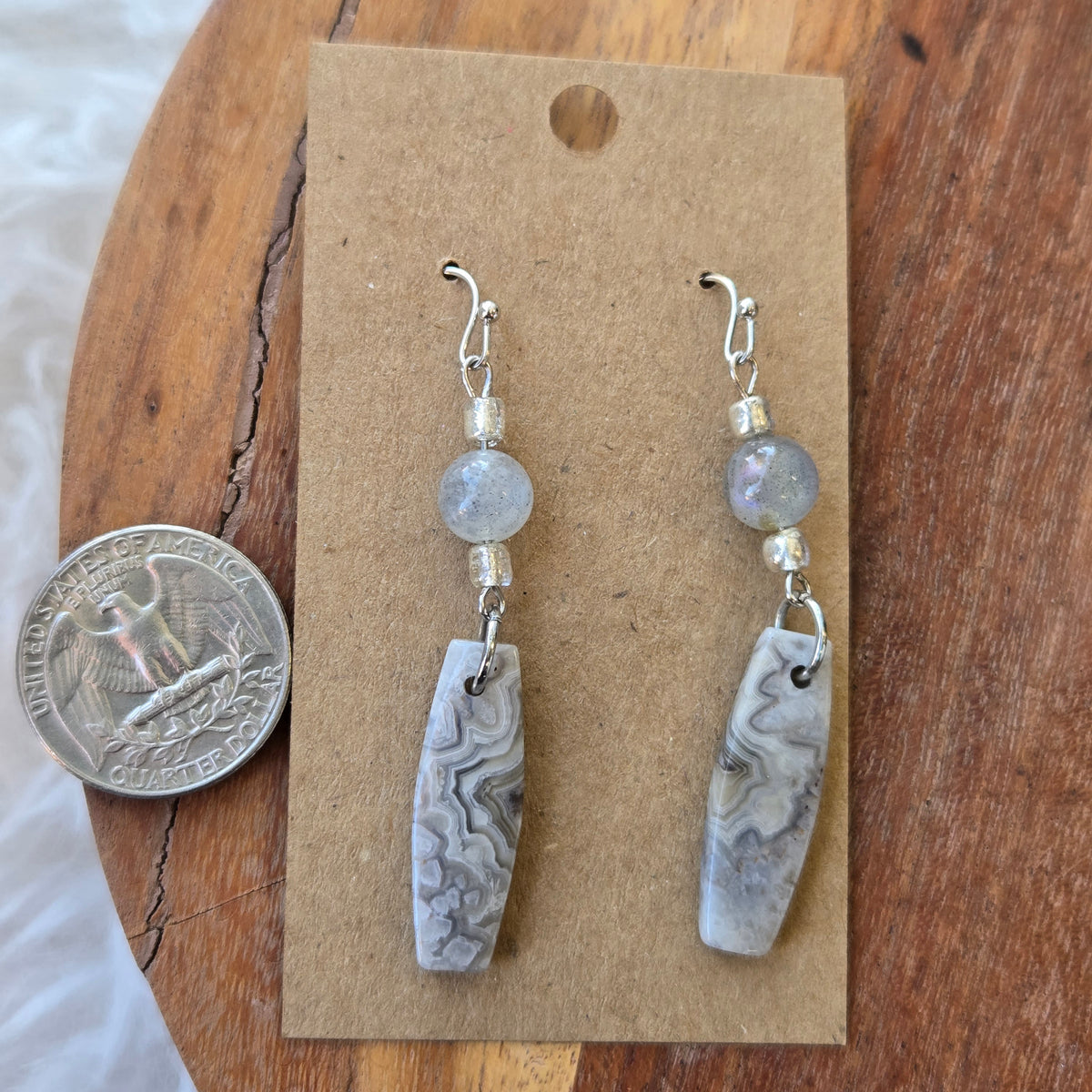 Labradorite & Agate Earrings 1774