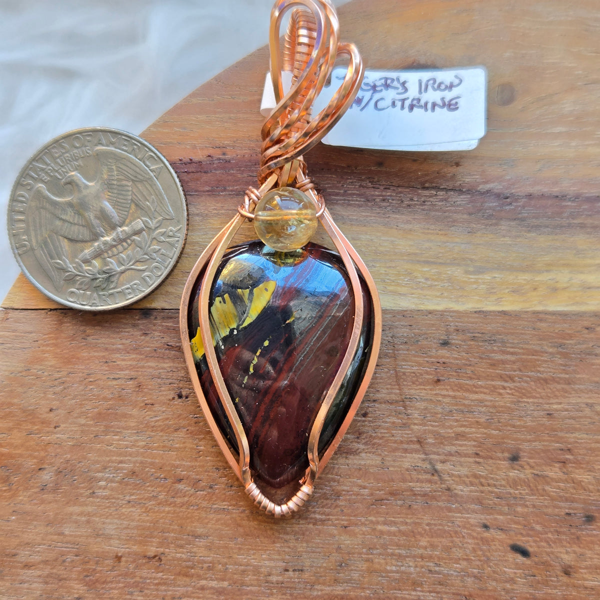 Tiger's Iron w/ Citrine Pendant 1793