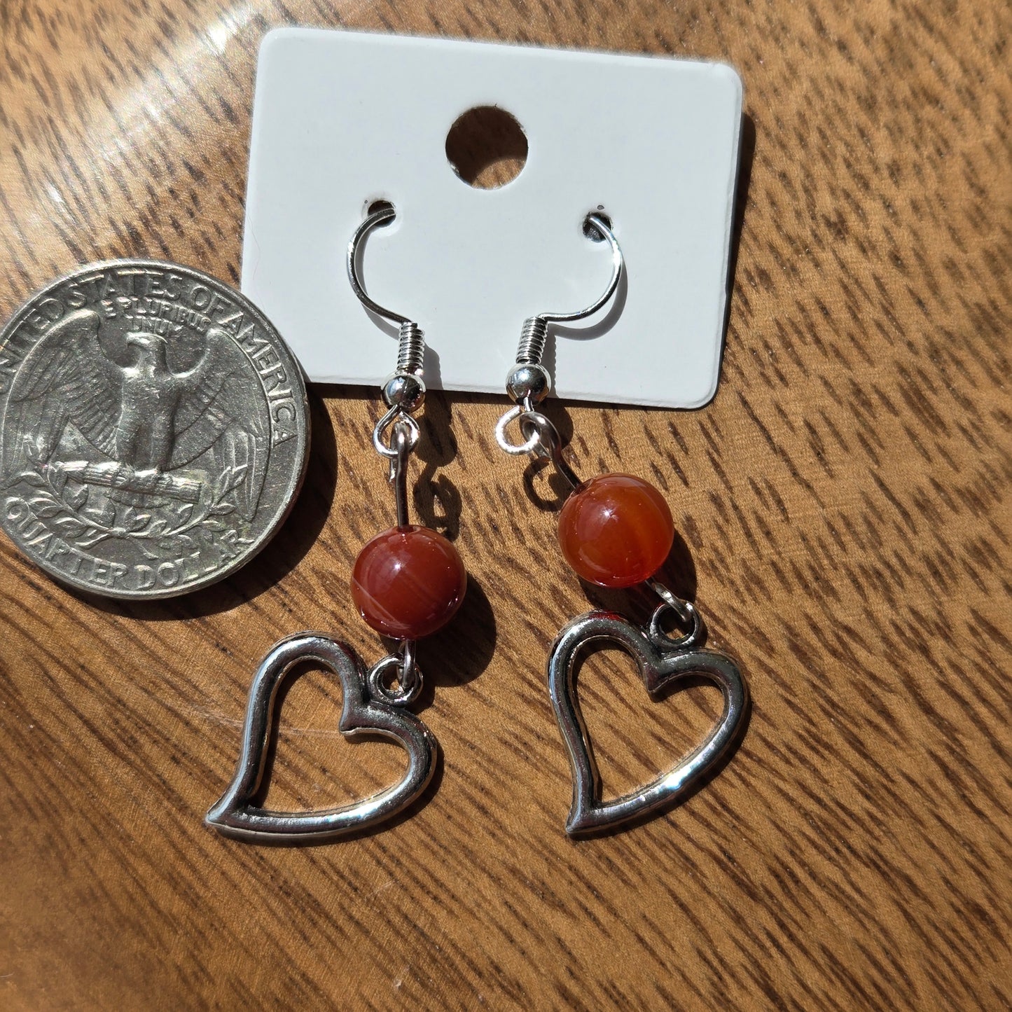 Heated Carnelian Earrings w/Hearts 1119