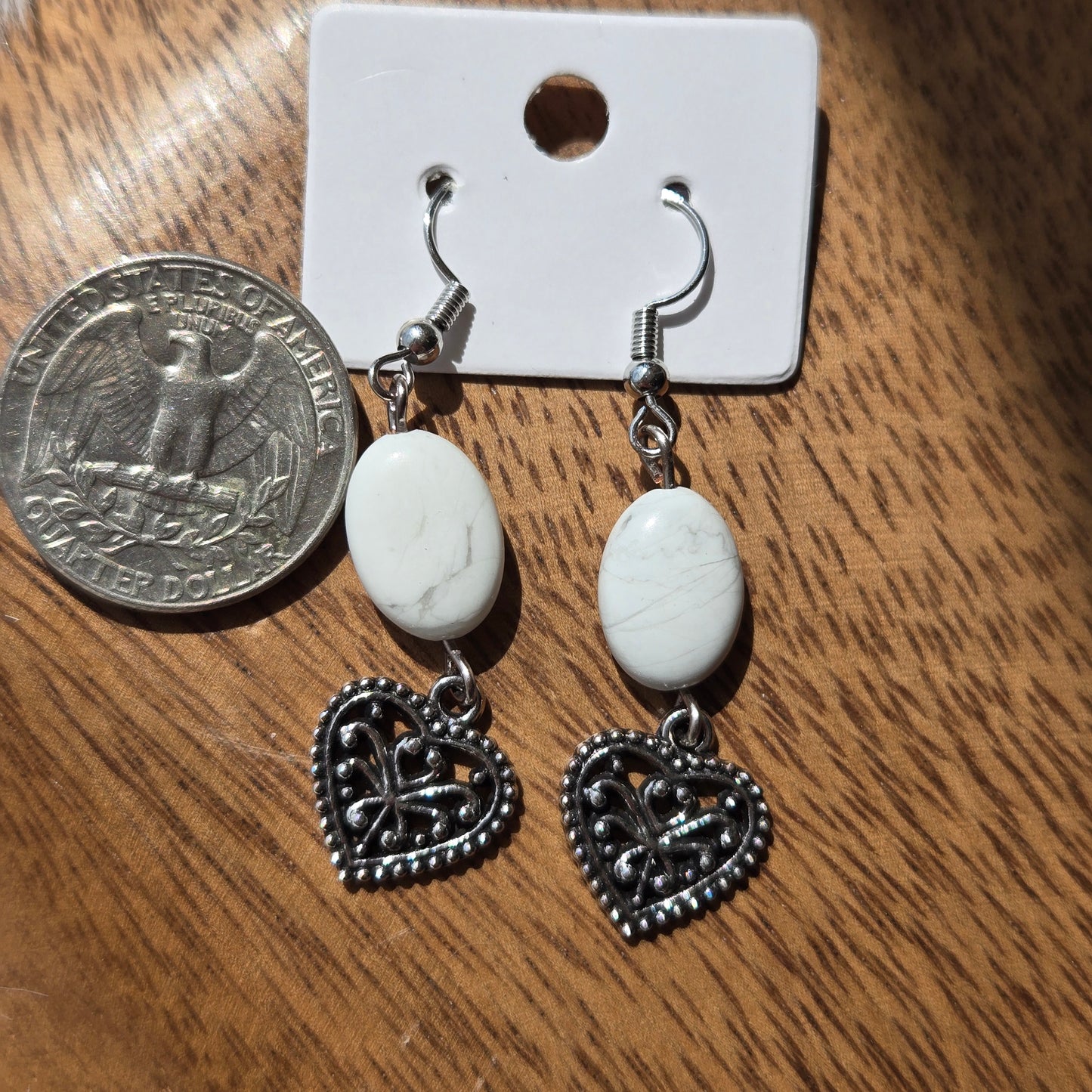 Howlite Hearts Earrings 1125