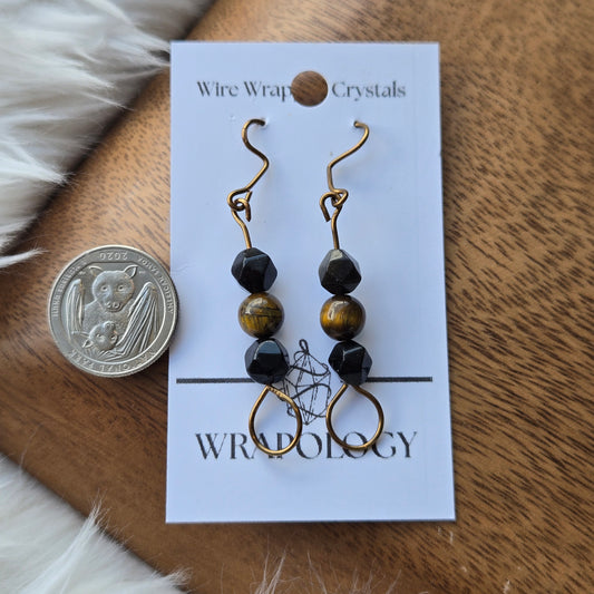 Gold Sheen Obsidian and Tiger's Eye Earrings 1067