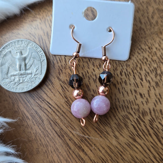 Smokey Quartz & Pink Amethyst Earrings 1084