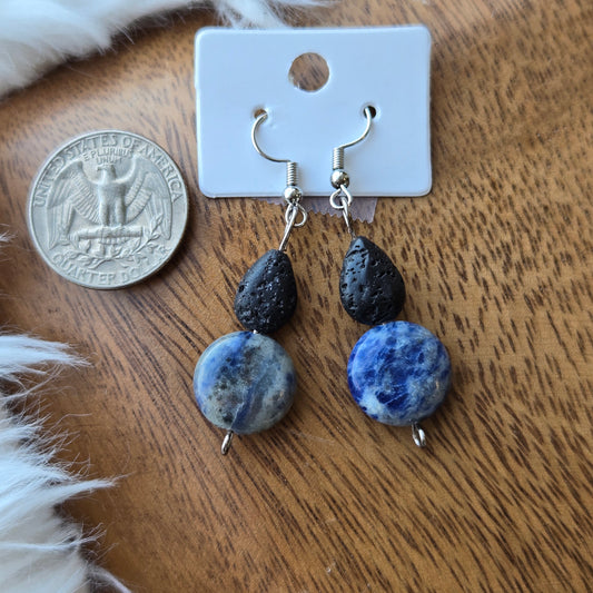 Lava & Sodalite Earrings 1077