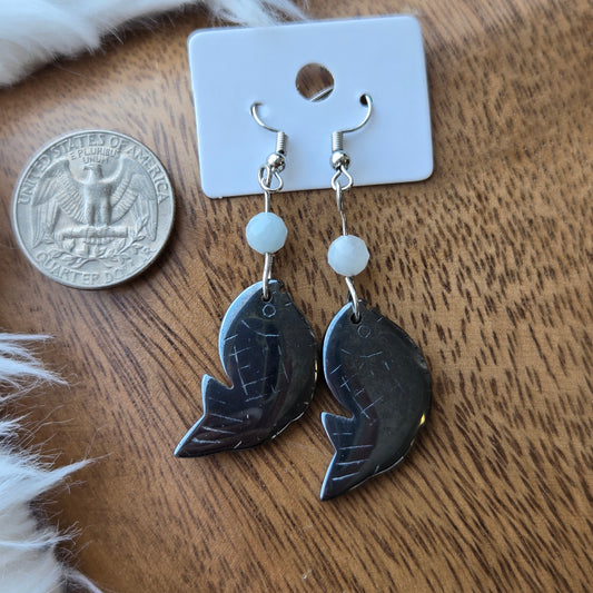 Aquamarine & Hematite Earrings 1083