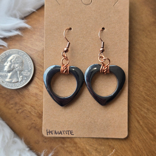 Hematite Heart Earrings 1166