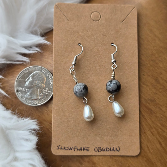 Snowflake Obsidian Earrings 1159