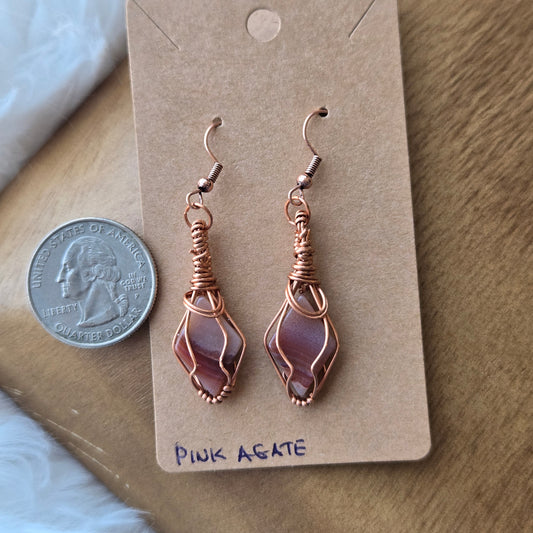 Pink Agate Earrings 1173