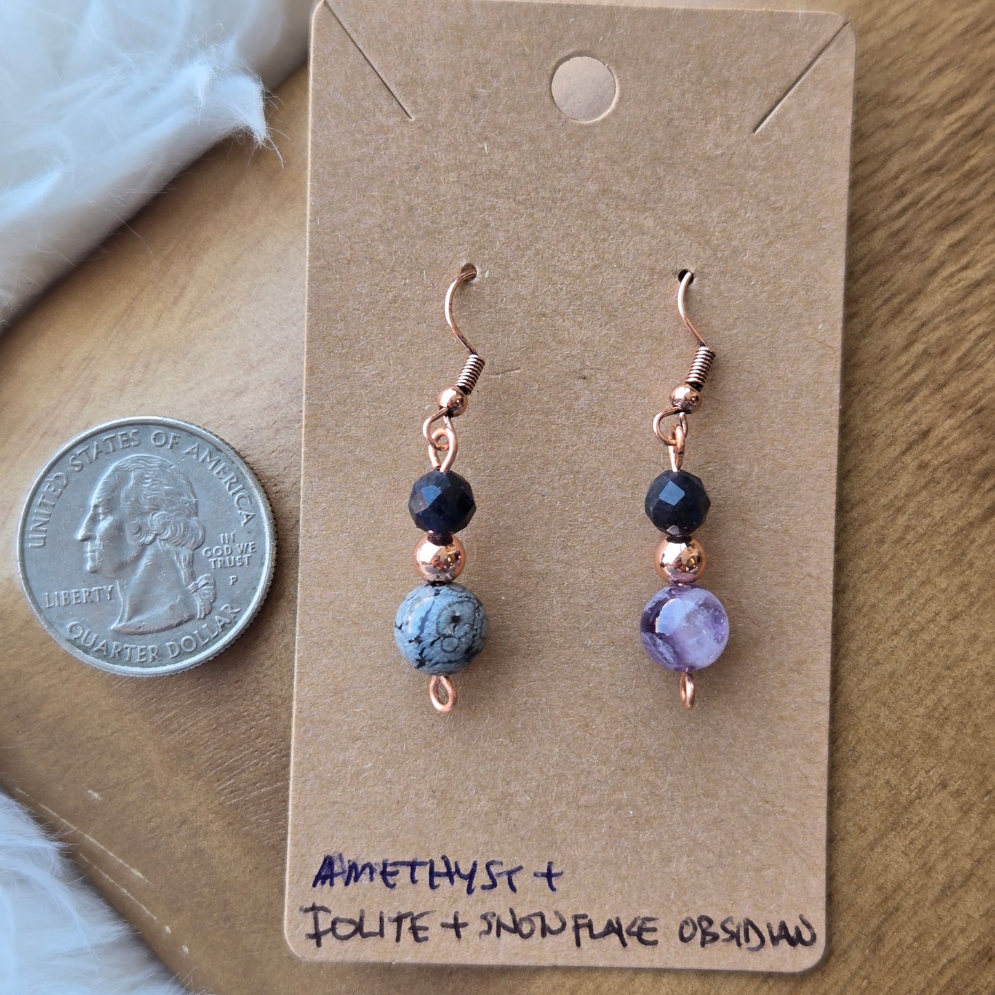 Iolite & Snowflake Obsidian Earrings 1174