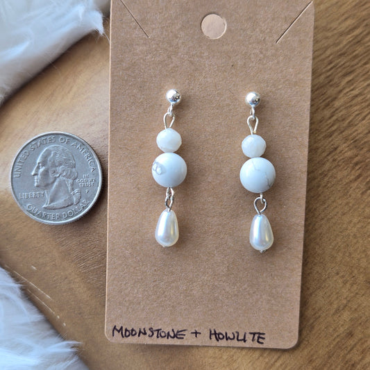 Moonstone & Howlite Earrings 1175