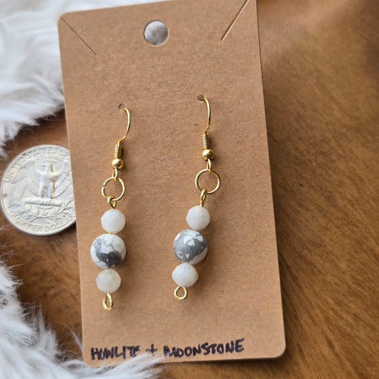 Howlite & Moonstone Earrings 1205