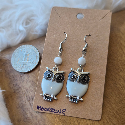 Owl with Moonstone Earrings 1220