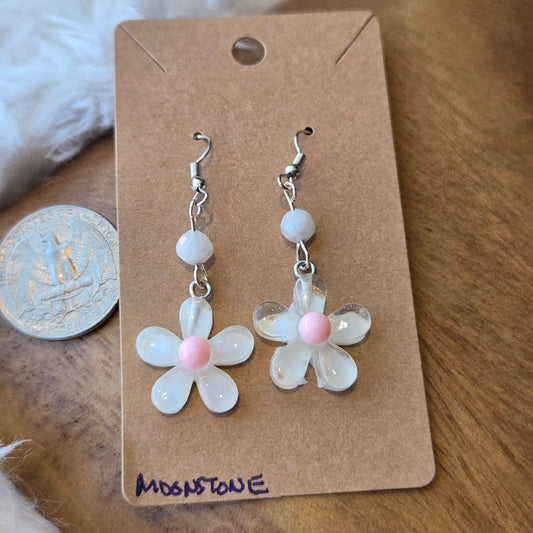 Flower with Moonstone Earrings 1217
