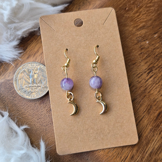Amethyst with Moon Earrings 1233