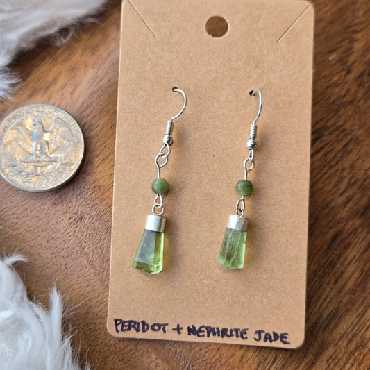 Peridot & Nephrite Jade Earrings 1236