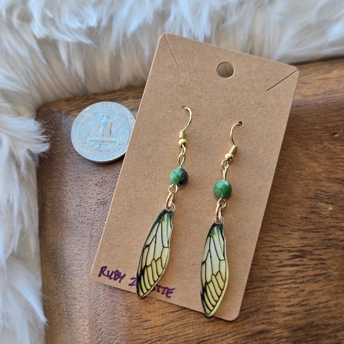Ruby Zoisite with Wings Earrings 1240