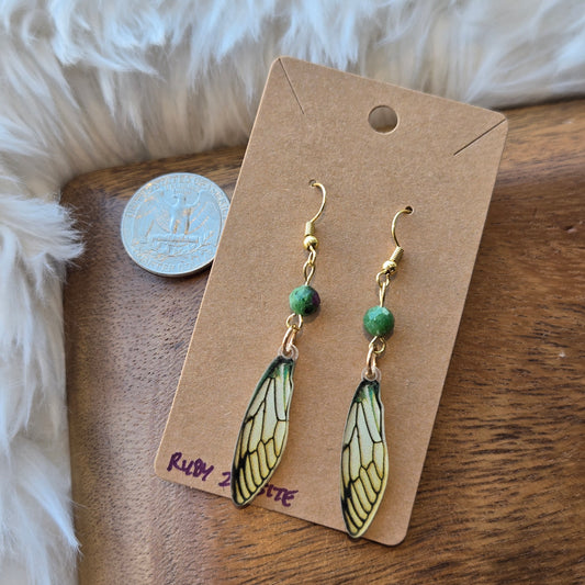 Ruby Zoisite with Wings Earrings 1240
