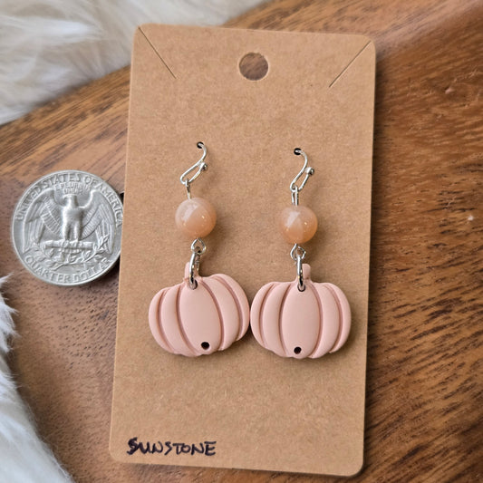 Sunstone with Pumpkins Earrings 1276