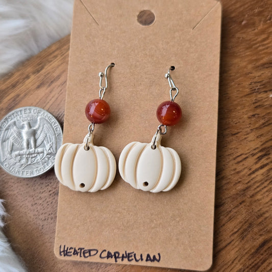Heated Carnelian with Pumpkins Earrings 1277