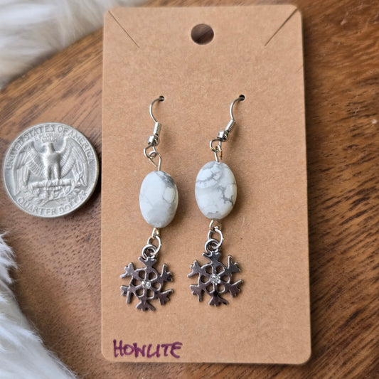 Howlite with Snowflakes Earrings 1273