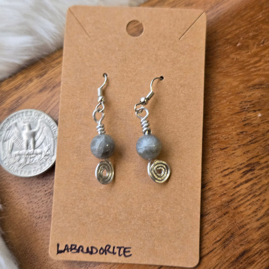 Labradorite with Silver Swirls Earrings 1264