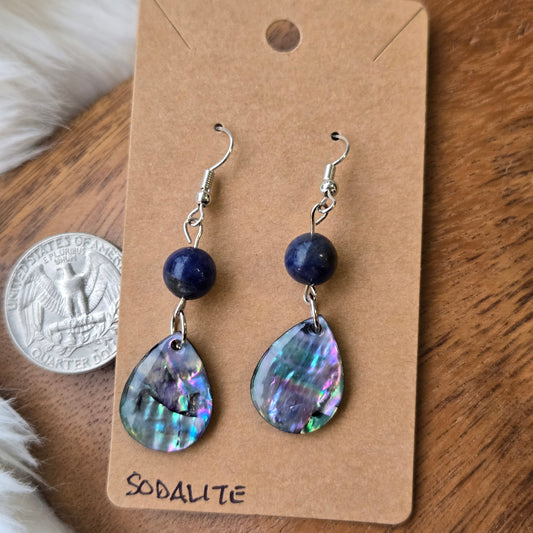 Sodalite with Iridescent Teardrops Earrings 1270